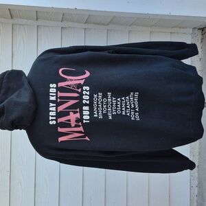 SKZ | Stray Kids Maniac World Tour 2023 Black Long Sleeve Hoodie Mens Size 2XL
